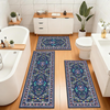 iPeachs 3-Piece Farmhouse Kitchen Rug & Runner Set – Vintage Distressed Low Pile Non-Slip Mats for Kitchen, Entryway & Laundry Room