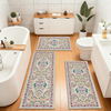 iPeachs 3-Piece Farmhouse Kitchen Rug & Runner Set – Vintage Distressed Low Pile Non-Slip Mats for Kitchen, Entryway & Laundry Room