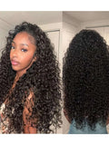 Jerry Curly Half Wig 200% Density Seamless Flip Over Half Wig Glueless Wear And Go Drawstring Human Hair Wig For Women 26 Inch