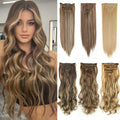 7Pcs/Set 16 Clips Hair Extension Black Long Straight Natural Hair Ombre Hairpiece Heat Resistant Fiber for Women Hairstyle