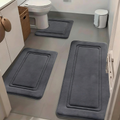 iPeachs Set of 3 Non-Slip Bath Mats – Ultra Absorbent Plush Bathroom Rugs & Runner, Quick-Drying, Machine Washable