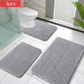 iPeachs 3-Piece Chenille Bath Mat Set – Plush Shaggy Bathroom Rugs with U-Shaped Toilet Mat, Absorbent, Quick Dry, Slip-Resistant
