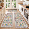 iPeachs 3-Piece Farmhouse Kitchen Rug & Runner Set – Vintage Distressed Low Pile Non-Slip Mats for Kitchen, Entryway & Laundry Room